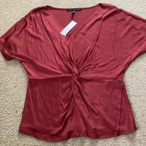 Silky twist front dolman blouse